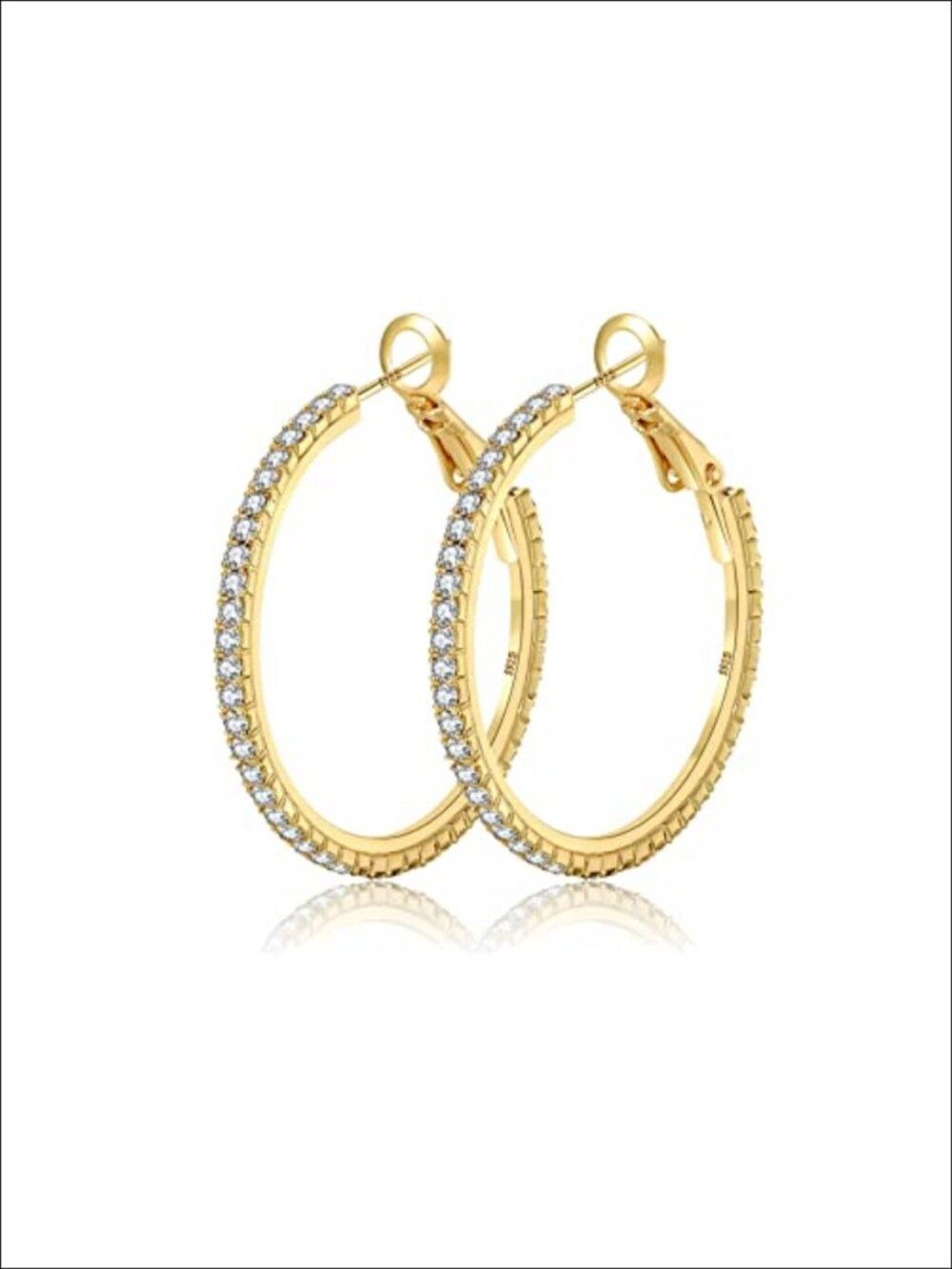 Sterling Silver Post Rhinestone Hoop Earrings Hypoallergenic
